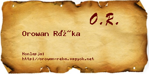 Orowan Réka névjegykártya